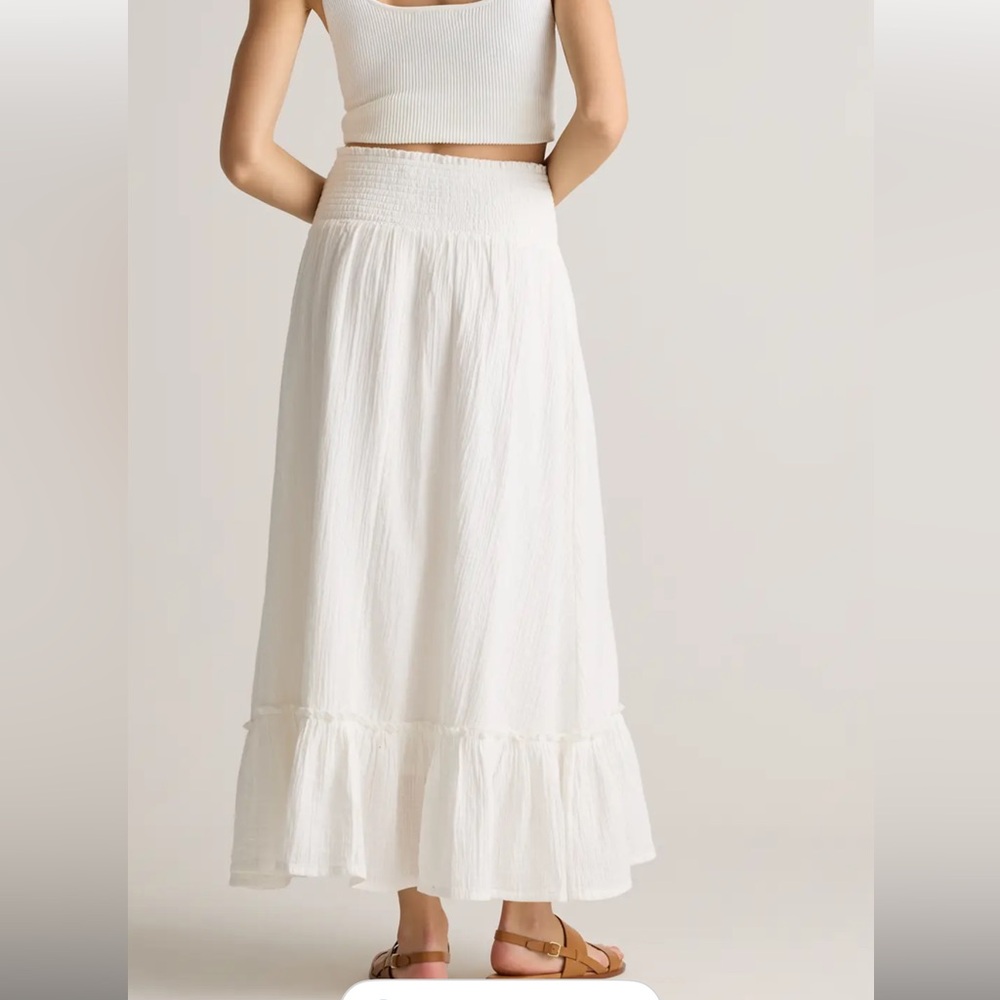 Quince White Tiered Maxi Skirt